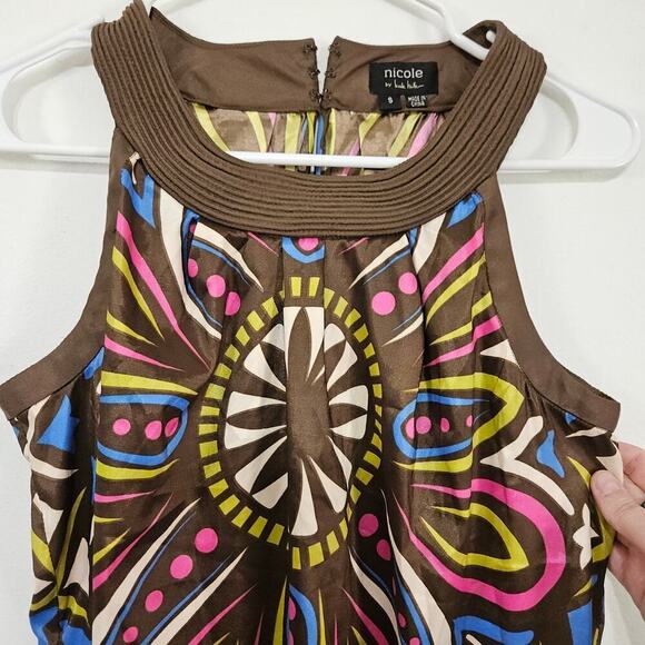 Nicole Miller Top Women Size Small Multicolor Sleeveless Pullover Blouse Satin - Picture 4 of 7